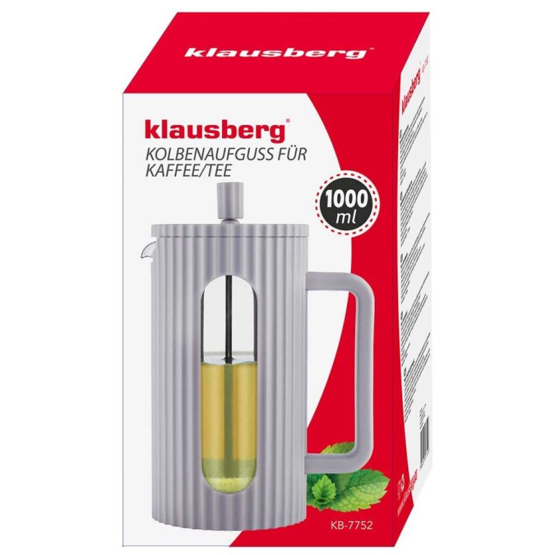 ZAPARZACZ TŁOKOWY DO KAWY/HERBATY 1000ml KLAUSBERG KB-7752 SZARY - obrazek 11