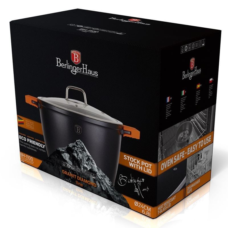 GARNEK GRANIT DIAMOND 24cm 6,8l BERLINGER HAUS BH-1100 - obrazek 6