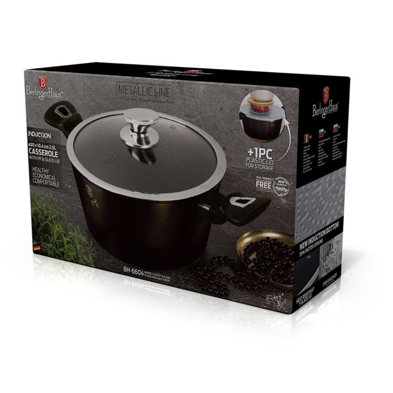 GARNEK GRANITOWY 20cm BERLINGERHAUS BH-6604 SHINY BLACK - obrazek 7