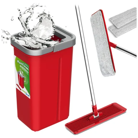 Mop płaski z wiadrem i wyciskaczem GreenBlue, dwa wkłady microfibra HQ, pojemność 5,7L, MaxiClean GB870