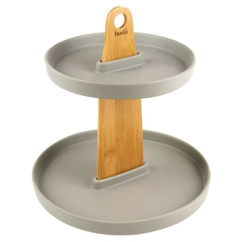 PATERA DWUPOZIOMOWA CERAMIKA I DREWNO HUSLA 73975