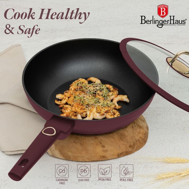 WOK TYTANOWY Z POKRYWĄ 28cm BERLINGER HAUS BH-8034 LEONARDO - obrazek 4