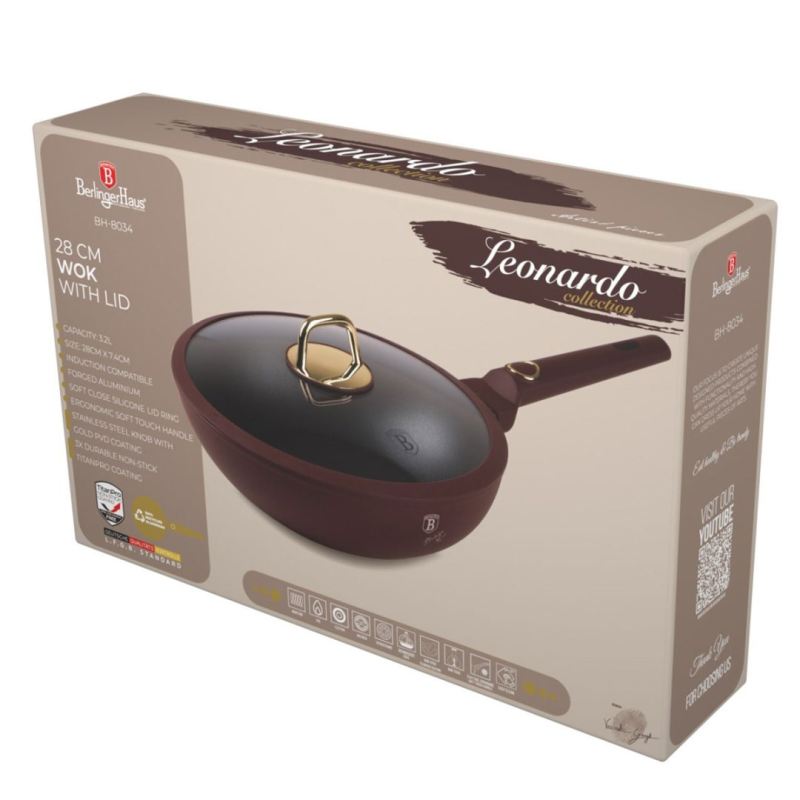 WOK TYTANOWY Z POKRYWĄ 28cm BERLINGER HAUS BH-8034 LEONARDO - obrazek 7