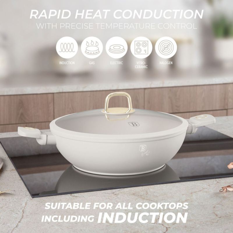 WOK TYTANOWY Z POKRYWĄ 30cm BERLINGER HAUS BH-8065 SAHARA - obrazek 5