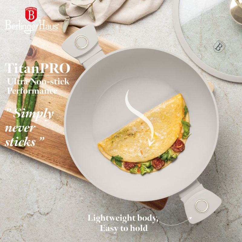 WOK TYTANOWY Z POKRYWĄ 30cm BERLINGER HAUS BH-8065 SAHARA - obrazek 8