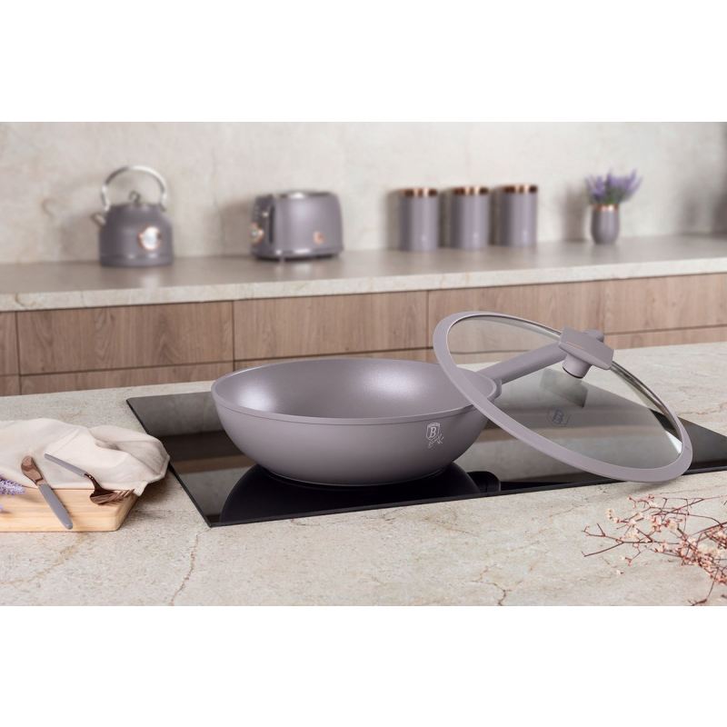 WOK TYTANOWY Z POKRYWĄ 28cm BERLINGER HAUS BH-8094 TAUPE - obrazek 2