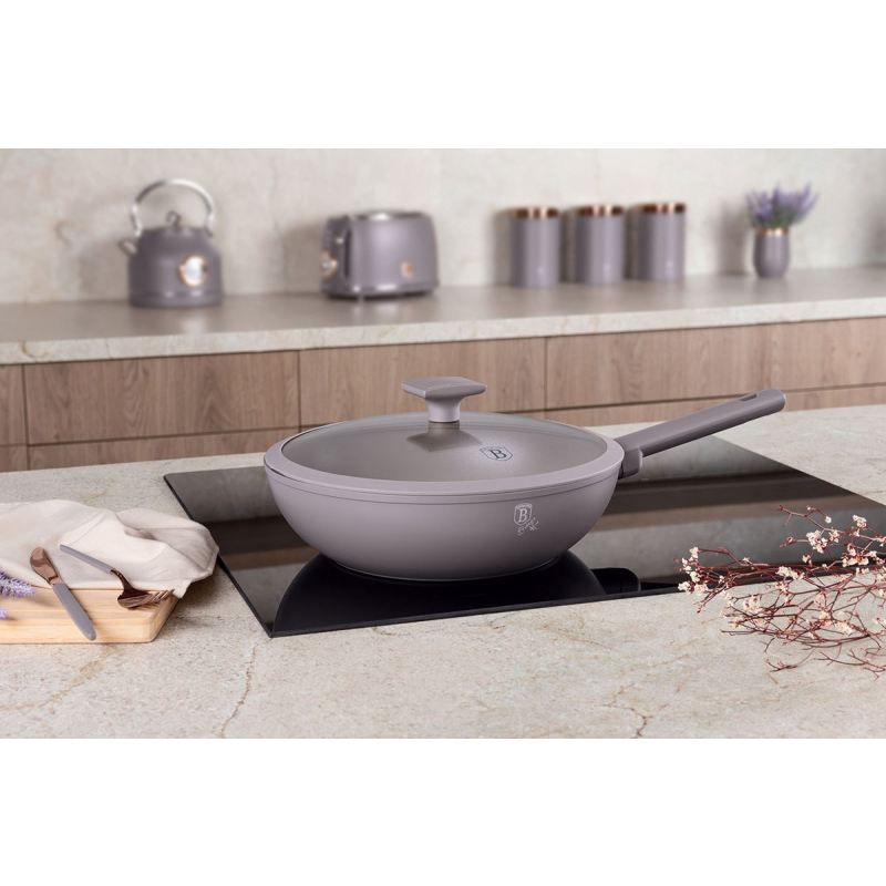 WOK TYTANOWY Z POKRYWĄ 28cm BERLINGER HAUS BH-8094 TAUPE - obrazek 6