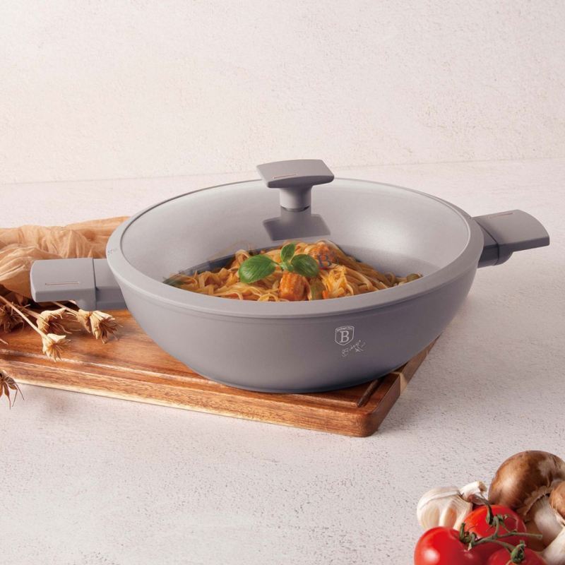 WOK TYTANOWY Z POKRYWĄ 30cm BERLINGER HAUS BH-8095 TAUPE - obrazek 2