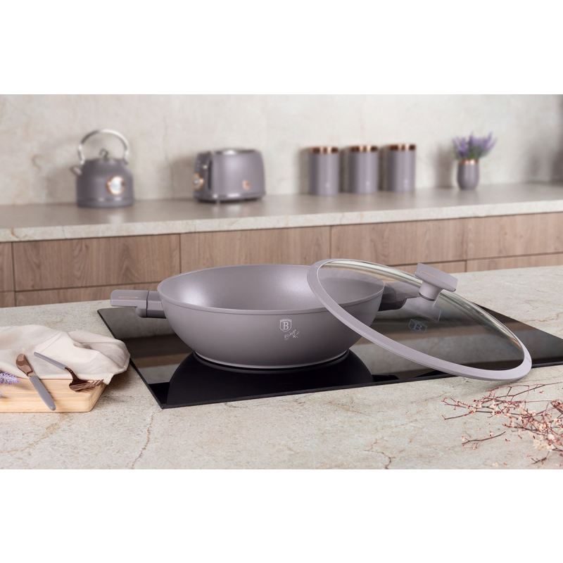 WOK TYTANOWY Z POKRYWĄ 30cm BERLINGER HAUS BH-8095 TAUPE - obrazek 3