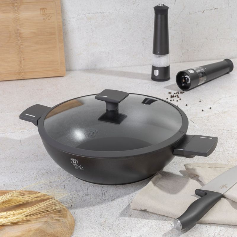 WOK TYTANOWY Z POKRYWĄ 30cm BERLINGER HAUS BH-8125 ANTRACIT - obrazek 4