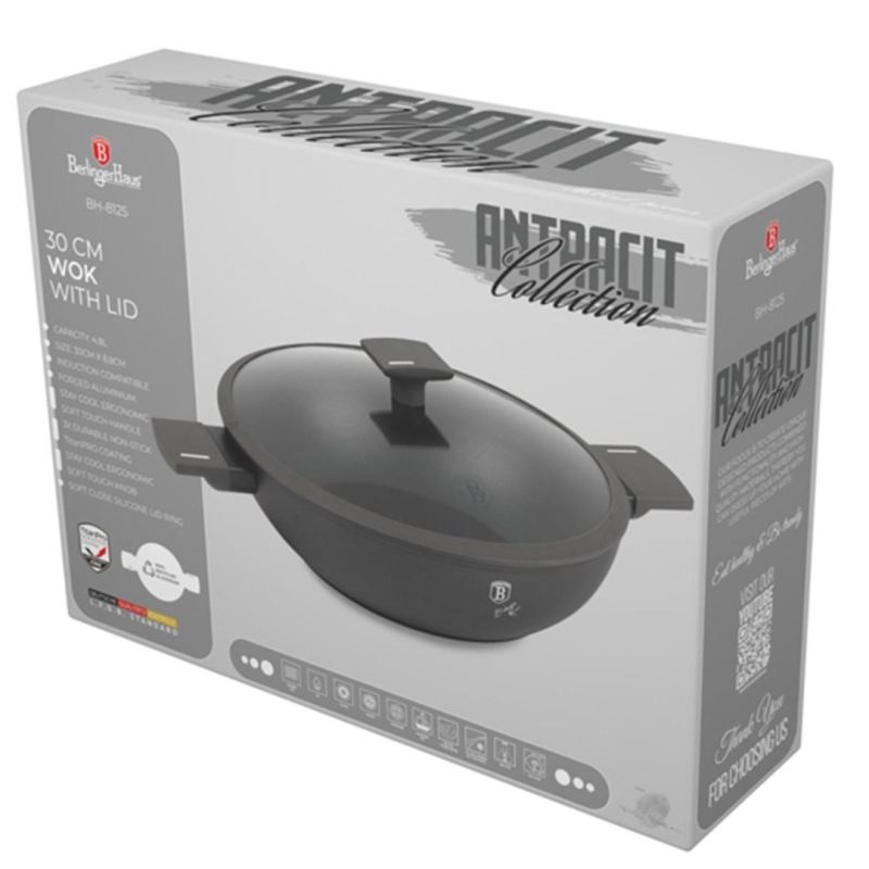 WOK TYTANOWY Z POKRYWĄ 30cm BERLINGER HAUS BH-8125 ANTRACIT - obrazek 8