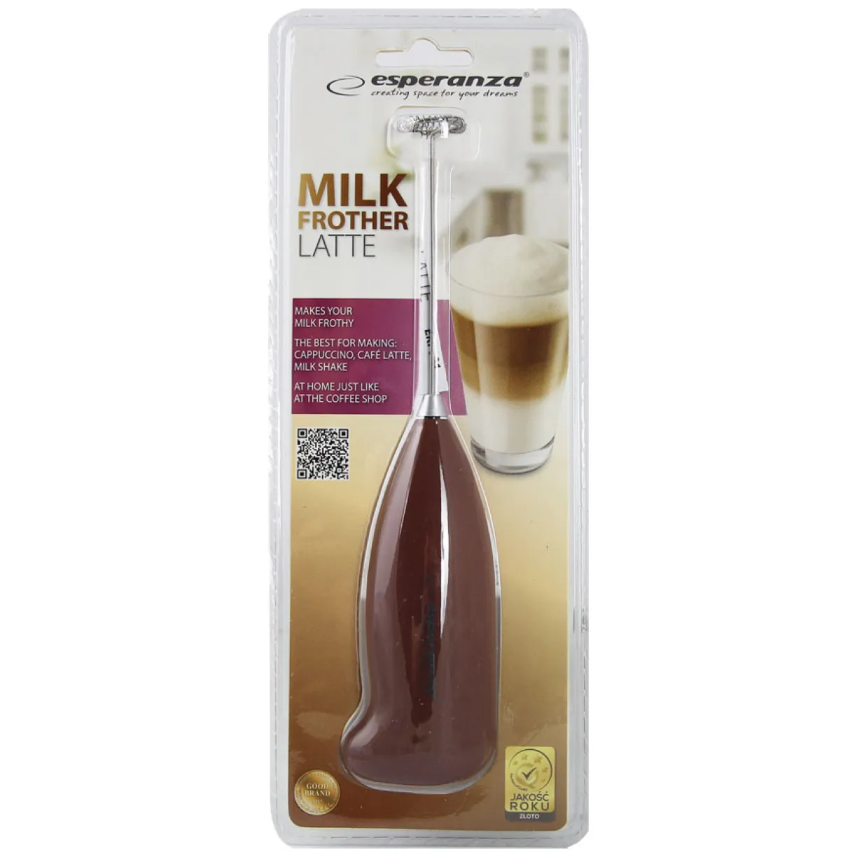 EKF001N Esperanza spieniacz do mleka ręczny latte brązowy - obrazek 5