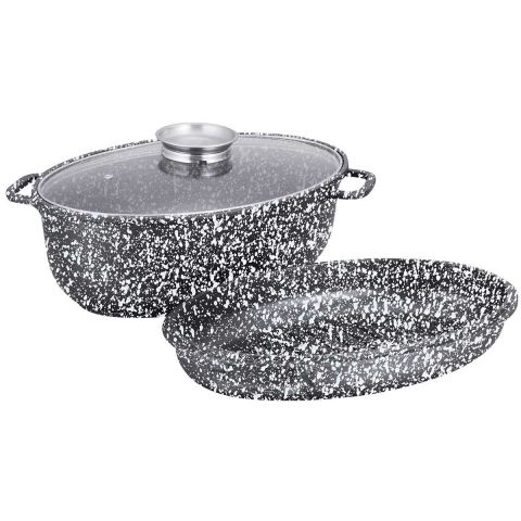 BRYTFANNA CERAMICZNA 38cm Z GRILLEM I POKRYWĄ KLAUSBERG KB-7367
