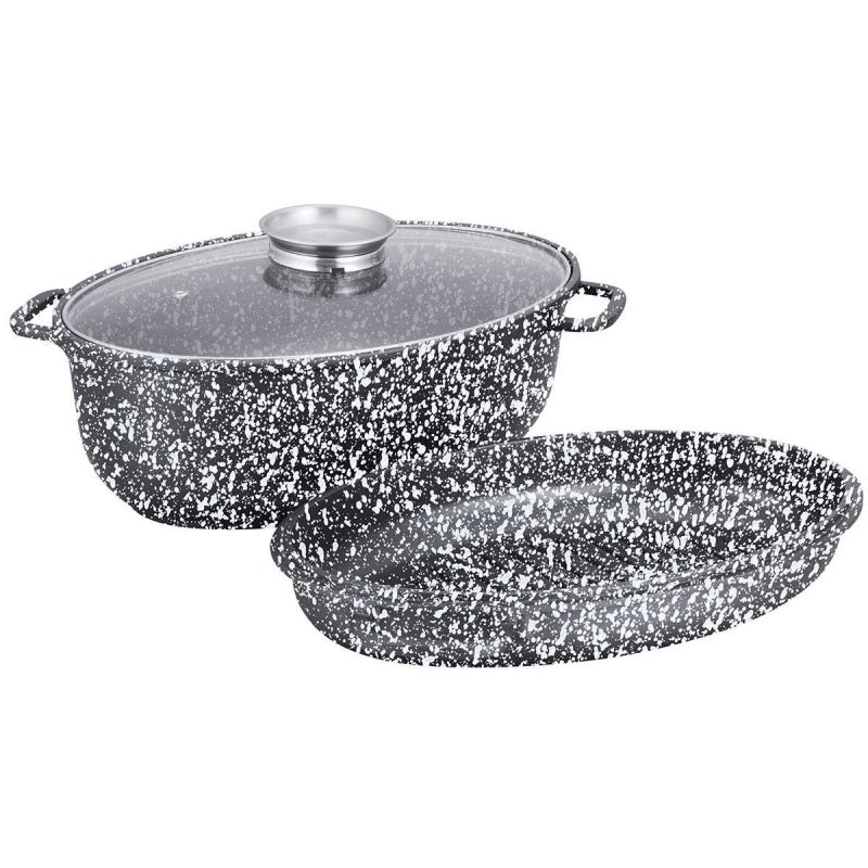 BRYTFANNA CERAMICZNA 38cm Z GRILLEM I POKRYWĄ KLAUSBERG KB-7367