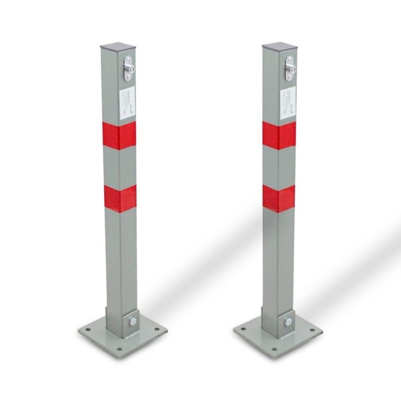 Blokada parkingowa składana słupek parkingowy stalowy 65 cm zestaw 2 sztuki - obrazek 2