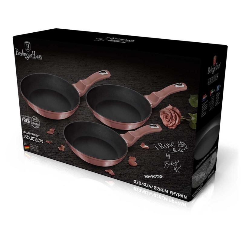 ZESTAW 3 PATELNI 20/24/28CM BERLINGER HAUS BH-6170 I-ROSE - obrazek 2
