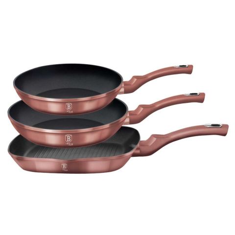 ZESTAW 3 PATELNI GRANITOWYCH 20/24/28CM BERLINGER HAUS BH-6041 I-ROSE