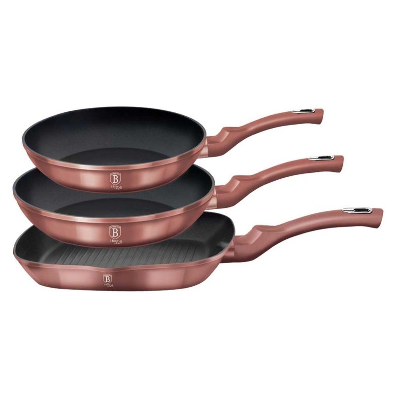 ZESTAW 3 PATELNI GRANITOWYCH 20/24/28CM BERLINGER HAUS BH-6041 I-ROSE