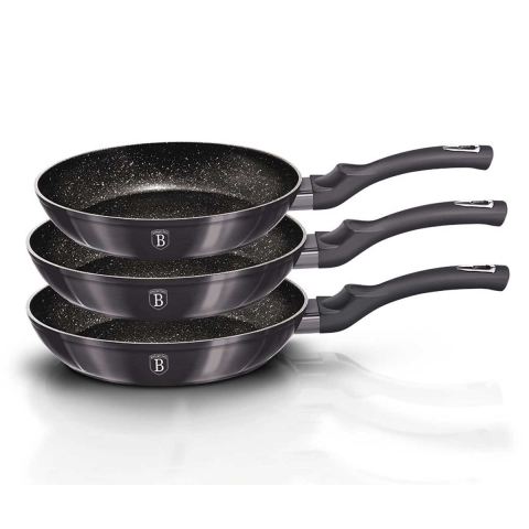 ZESTAW 3 PATELNI GRANITOWYCH BERLINGER HAUS BH-6903 CARBON PRO