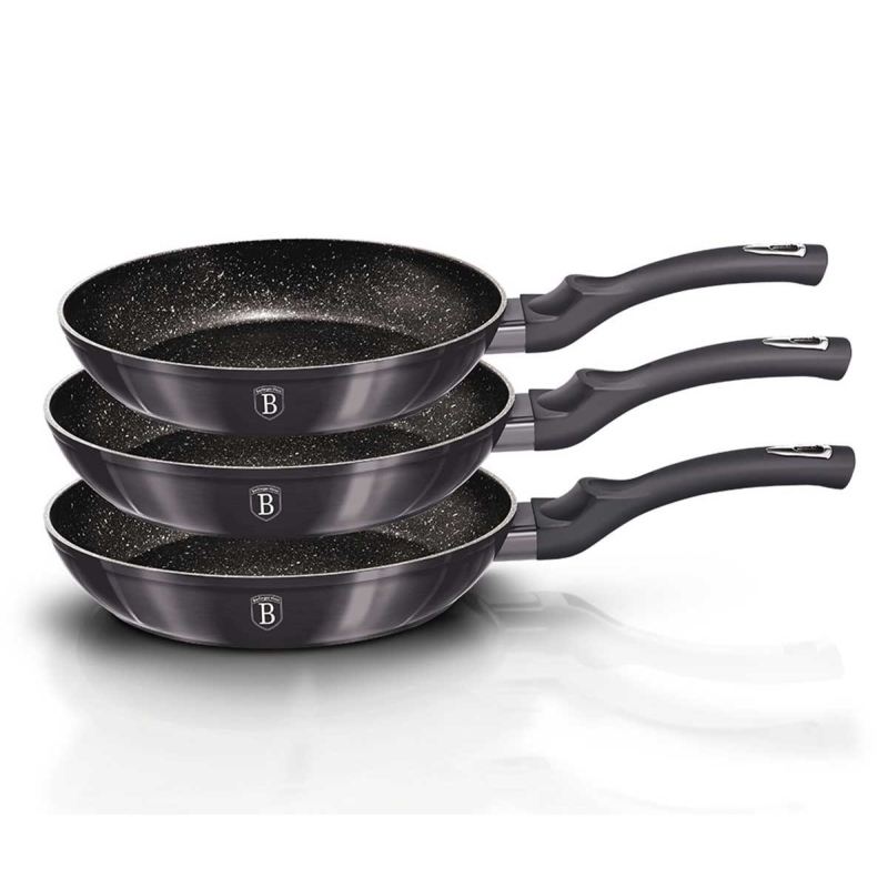 ZESTAW 3 PATELNI GRANITOWYCH BERLINGER HAUS BH-6903 CARBON PRO