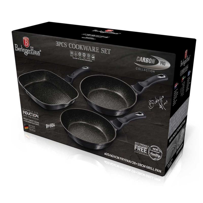 ZESTAW 3 PATELNI GRANITOWYCH BERLINGER HAUS BH-6904 CARBON PRO - obrazek 4