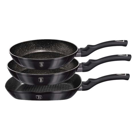 ZESTAW 3 PATELNI GRANITOWYCH BERLINGER HAUS BH-6904 CARBON PRO
