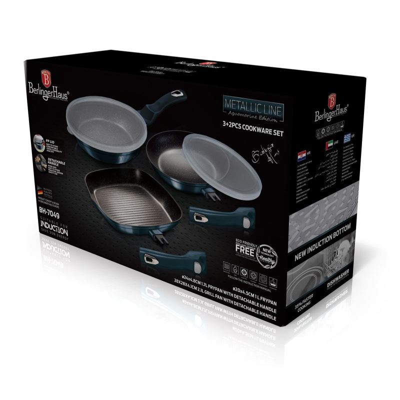 ZESTAW 3 PATELNI GRANITOWYCH BERLINGER HAUS BH-7049 AQUAMARINE - obrazek 4