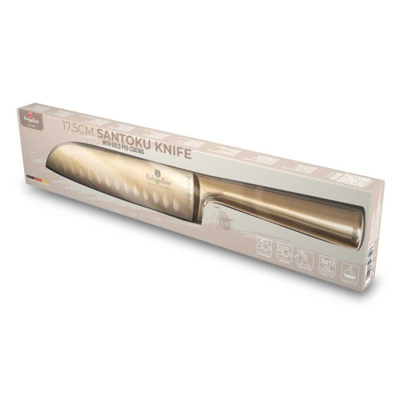 STALOWY NÓŻ SANTOKU BERLINGER HAUS 17,5cm BH-2829 GOLD - obrazek 7