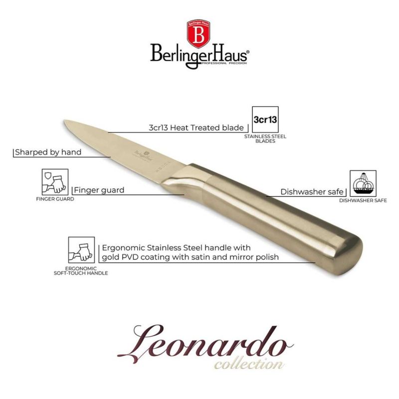 STALOWY NÓŻ DO OBIERANIA BERLINGER HAUS 9,5cm BH-2933 GOLD - obrazek 5