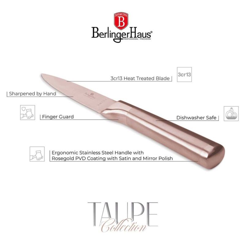 STALOWY NÓŻ DO OBIERANIA BERLINGER HAUS 9,5cm BH-2939 ROSE GOLD - obrazek 4