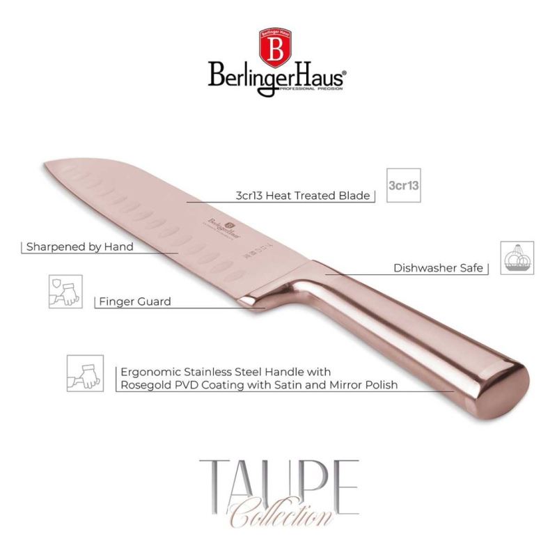 STALOWY NÓŻ SANTOKU BERLINGER HAUS 17,5cm BH-2935 ROSE GOLD - obrazek 3