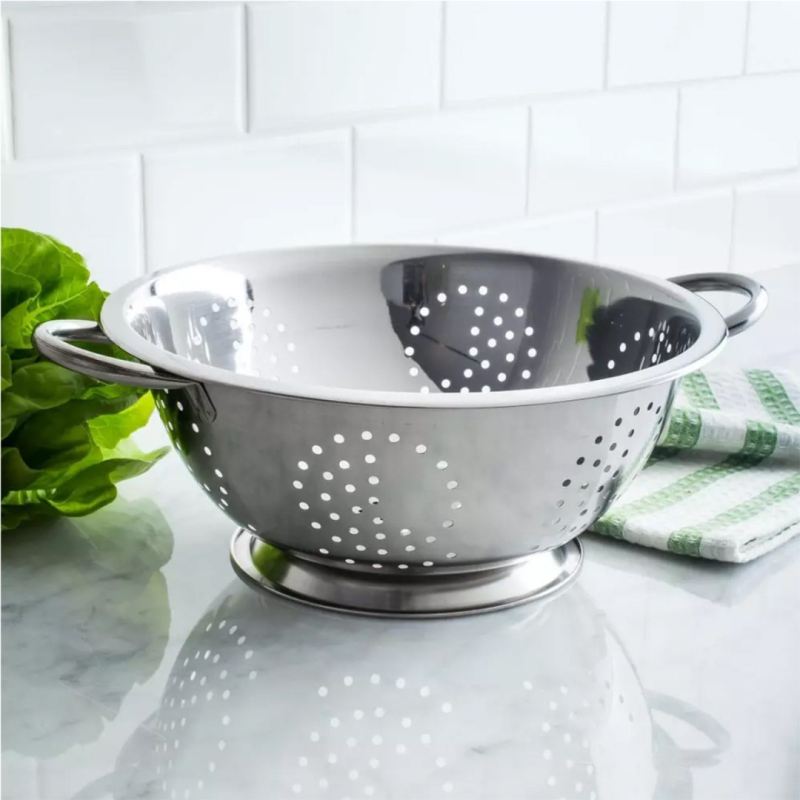 STALOWY DURSZLAK 24cm Z UCHWYTAMI KINGHOFF KH-1235 - obrazek 3