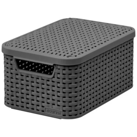 Koszyk z pokrywą Curver Rattan Style M ciemny szar