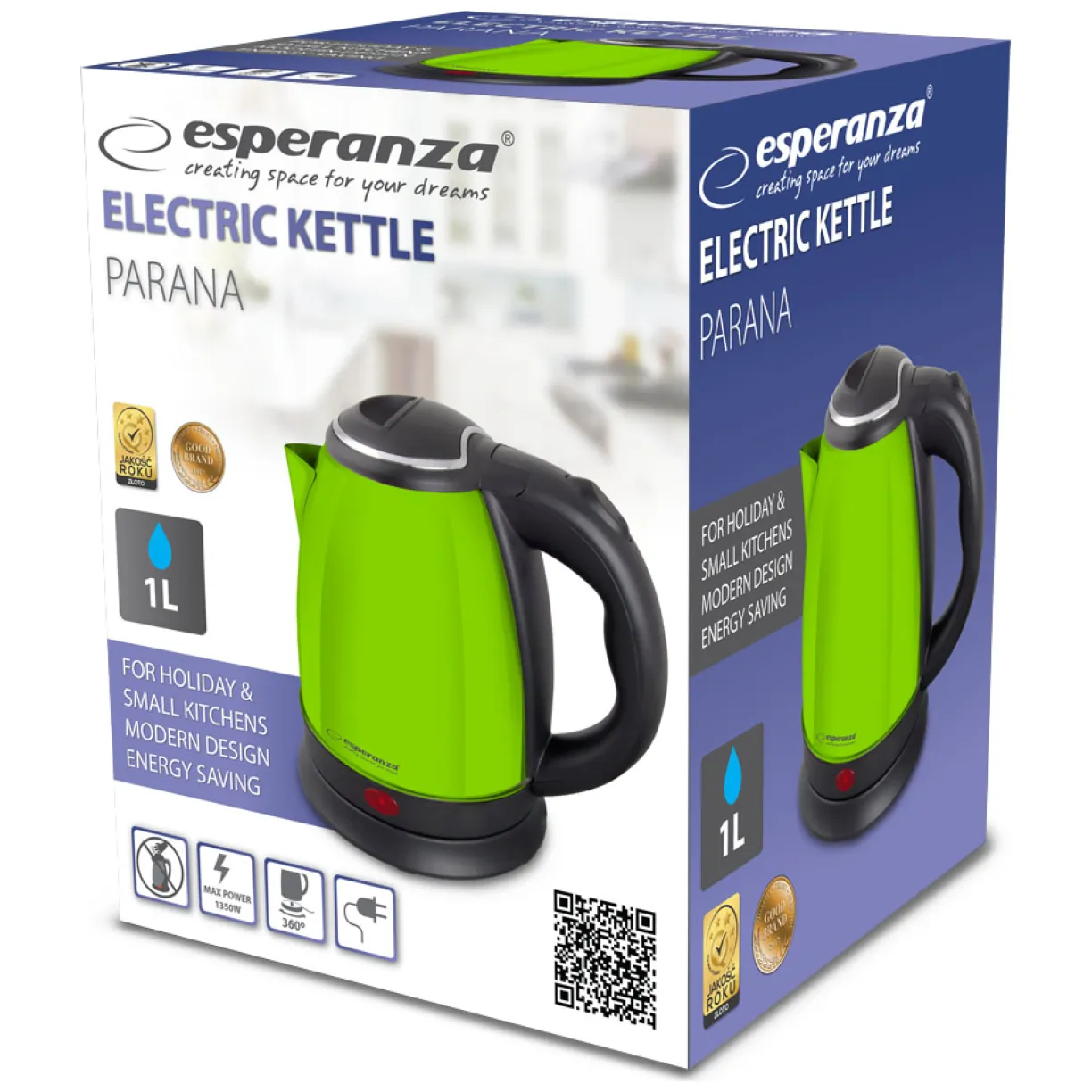 EKK128G Esperanza czajnik elektryczny parana 1.0 l zielony - obrazek 2
