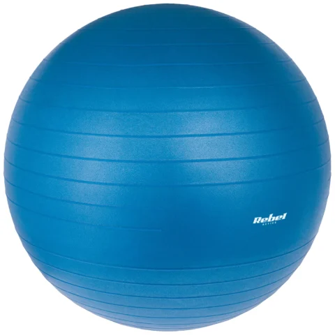 Piłka gimnastyczna rehabilitacyjna 65cm z pompką ręczną, kolor niebieski , REBEL ACTIVE
