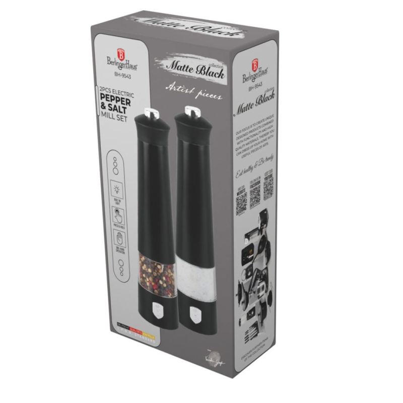 MŁYNKI ELEKTRYCZNE DO PIEPRZU I SOLI BERLINGER HAUS BH-9543 MATTE BLACK - obrazek 3