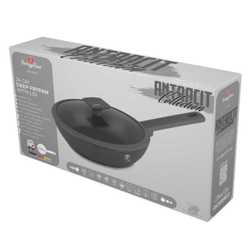GŁĘBOKA PATELNIA TYTANOWA 24cm BERLINGER HAUS BH-8122 ANTRACIT - obrazek 8