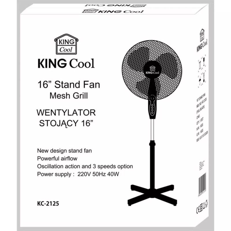 WENTYLATOR WIATRAK STOJĄCY PODŁOGOWY KINGCOOL KC-2125 czarny - obrazek 4