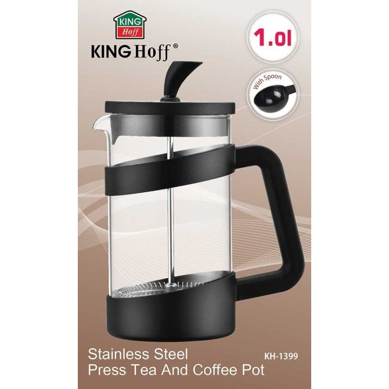 KINGHOFF ZAPARZACZ DO KAWY/HERBATY Z DOCISKIEM 1000ml KH-1399 - obrazek 3