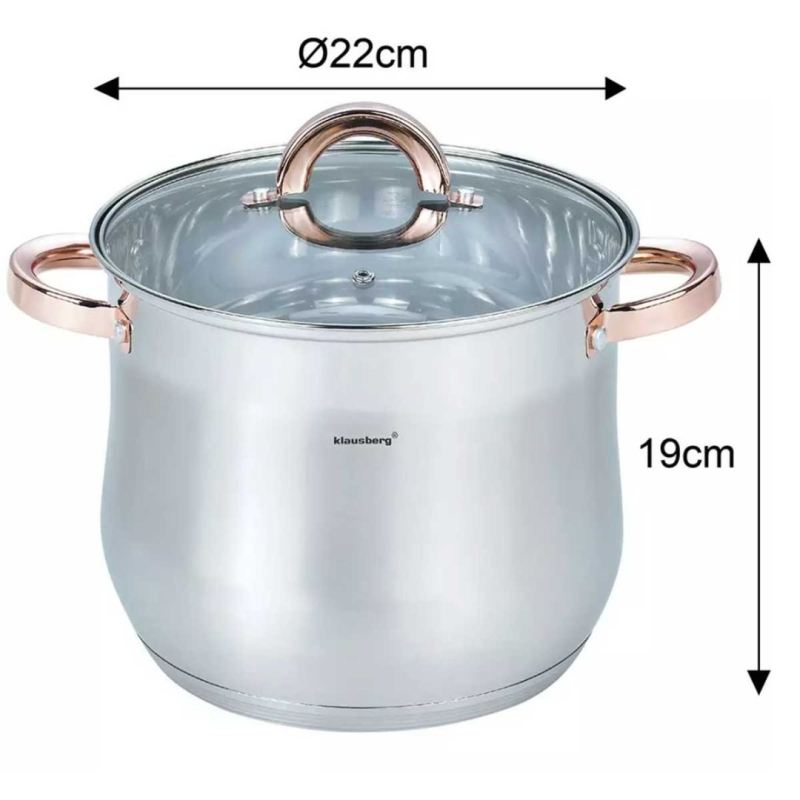 KLAUSBERG GARNEK GASTRO Z POKRYWĄ 22cm 7L KB-7792 - obrazek 3