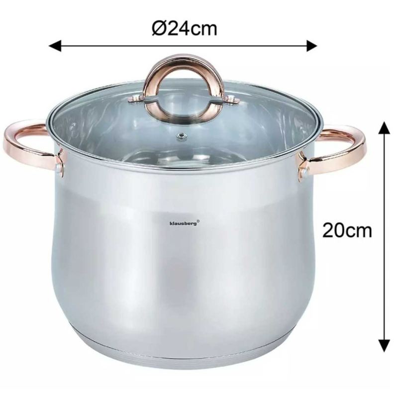KLAUSBERG GARNEK GASTRO Z POKRYWĄ 24cm 8,6L KB-7793 - obrazek 3