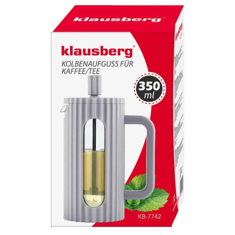 ZAPARZACZ TŁOKOWY DO KAWY/HERBATY 350ml KLAUSBERG KB-7742 SZARY - obrazek 11