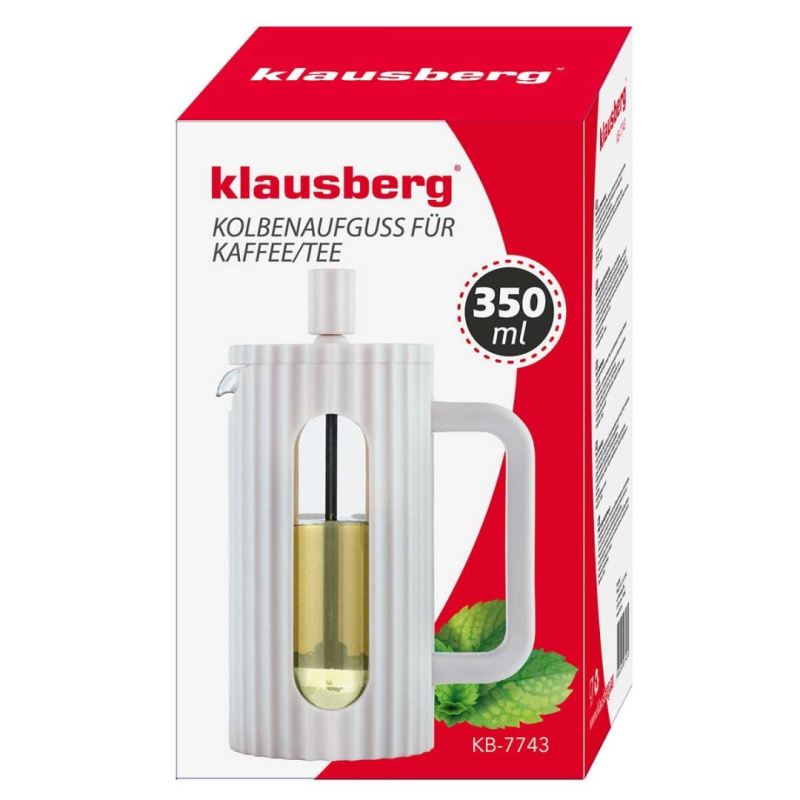 ZAPARZACZ TŁOKOWY DO KAWY/HERBATY 350ml KLAUSBERG KB-7743 BIAŁY - obrazek 9