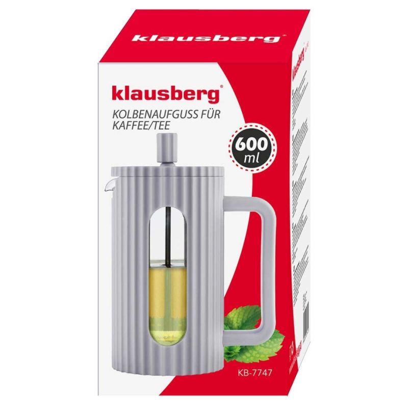 ZAPARZACZ TŁOKOWY DO KAWY/HERBATY 600ml KLAUSBERG KB-7747 SZARY - obrazek 11
