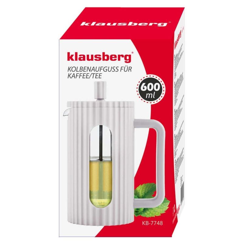 ZAPARZACZ TŁOKOWY DO KAWY/HERBATY 600ml KLAUSBERG KB-7748 BIAŁY - obrazek 9