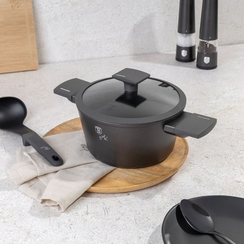 GARNEK TYTANOWY Z POKRYWĄ 24cm BERLINGER HAUS BH-8131 ANTRACIT - obrazek 3