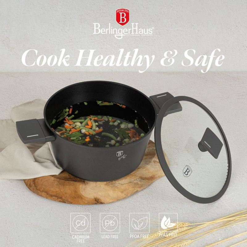 GARNEK TYTANOWY Z POKRYWĄ 28cm BERLINGER HAUS BH-8132 ANTRACIT - obrazek 9