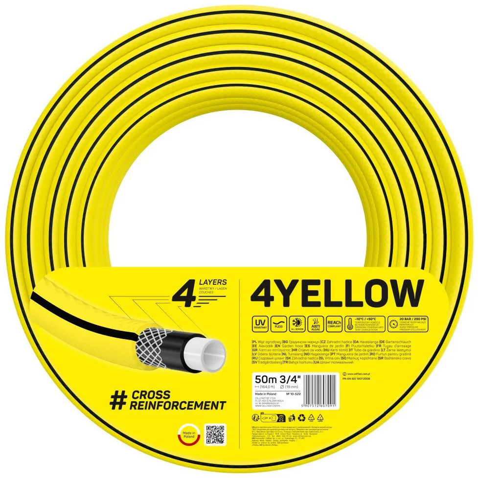 Wąż ogrodowy Cellfast 4YELLOW 3/4" 50m