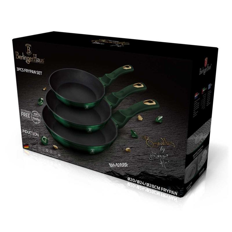 ZESTAW 3 PATELNI TYTANOWYCH BERLINGERHAUS BH-6168 EMERALD - obrazek 3