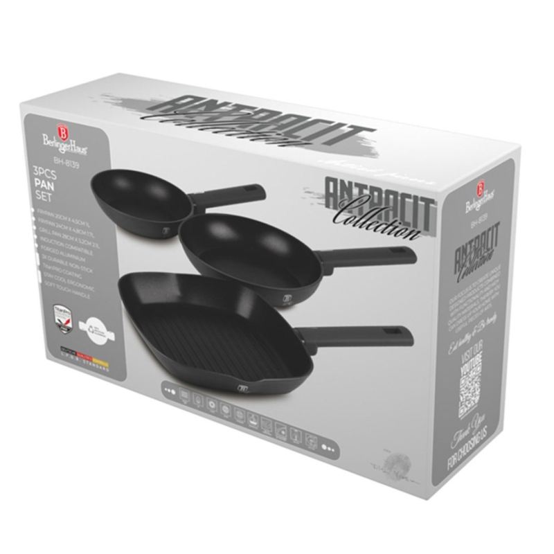 ZESTAW 3 PATELNI TYTANOWYCH BERLINGER HAUS BH-8139 ANTRACIT - obrazek 9
